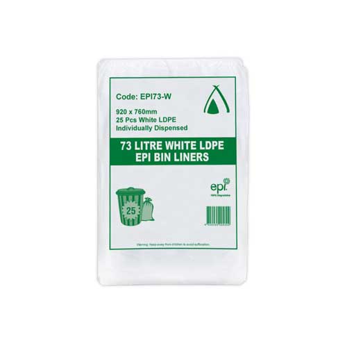 LDPE EPI Garbage Bin Liners Green 73L 14Um CT/250