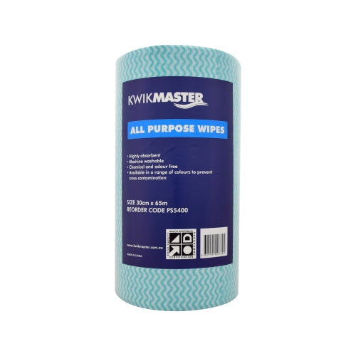 Kwikmaster Cleaning Wipes All Purpose Roll Green 30cm x 65m