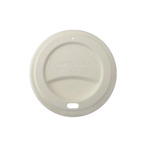 Sustain Pulp Hot Cup Lid White Fits 8Wide/12/16oz 90mm Ct/1000