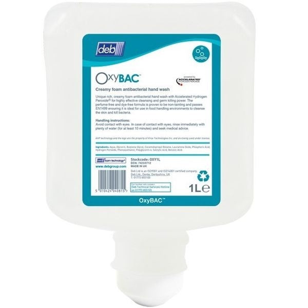 Deb Oxybac Foam Hand Wash Antibacterial 1L