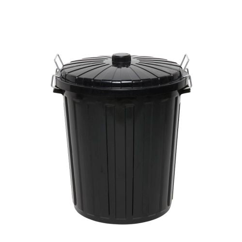 Garbage Bin Plastic With Lid Black 73L