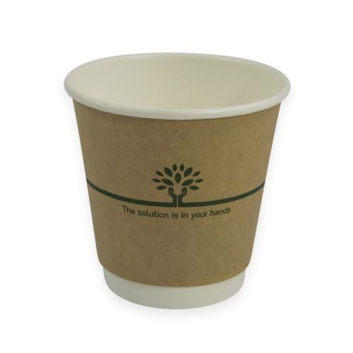 8oz Wide Double Wall Hot Coffee Cup Sustain Aqueous Kraft Paper