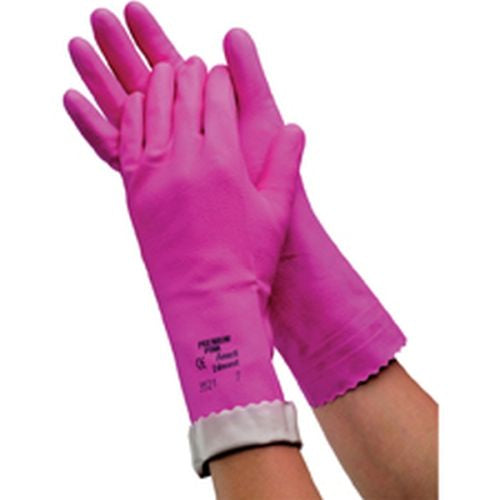 Ansell Gloves Silver Lined Premium Latex Rubber Pink