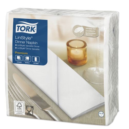 Premium Linstyle Dinner Napkin 8 Fold White