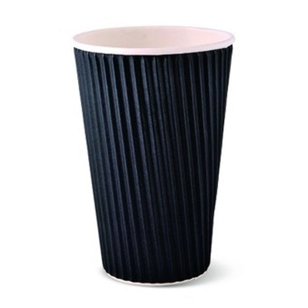 16oz Ripple Wall Hot Coffee Cup Katermaster Black