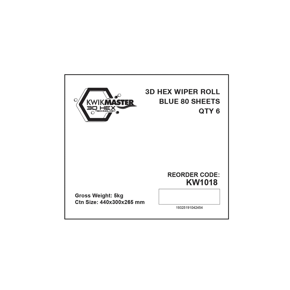 Kwikmaster 3D Hex Wiper Blue Roll