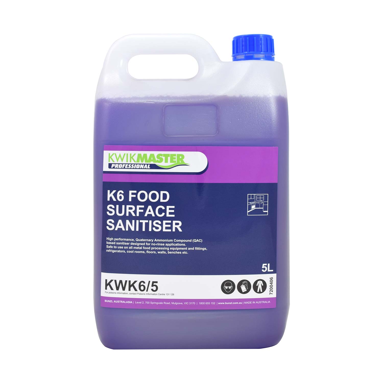 Kwikmaster Professional K6 Food Surface Sanitiser 5L - Each