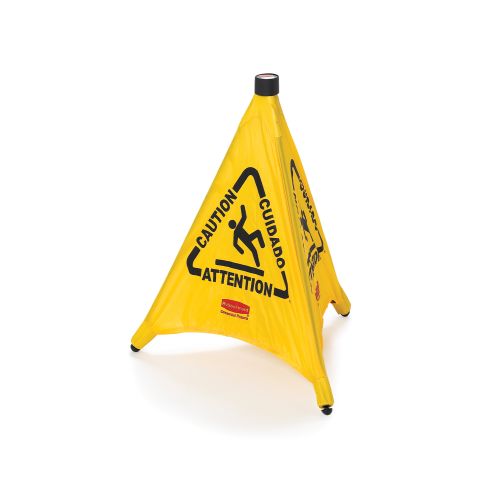Multilingual "Wet Floor" Pop Up Floor Cone, 51cm, Yellow
