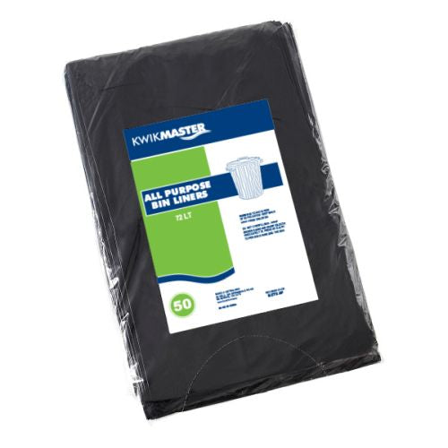 Bin Liner All Purpose Flat Pack Black 72L