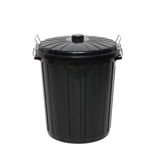 Garbage Bin Plastic With Lid Black 73L
