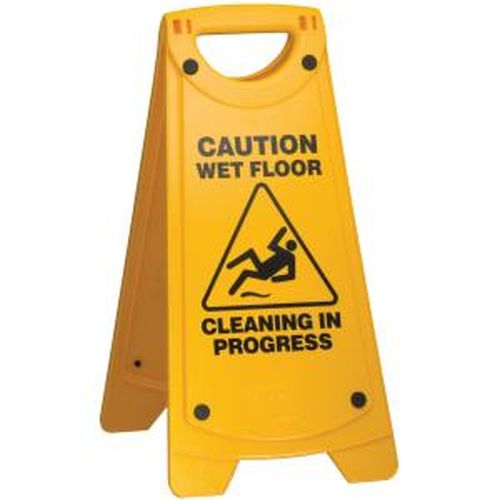 A-Frame Cleaning In Progress Wet Sign Yellow