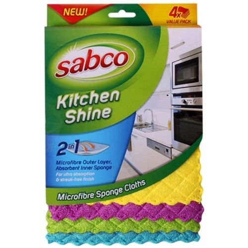 Sabco Kitchen Shine Microfibre Sponge Cloths Pkt 2